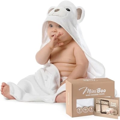 MINIBOO large hooded baby bath towel