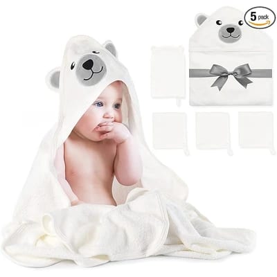 Momcozy hooded baby bath towel set