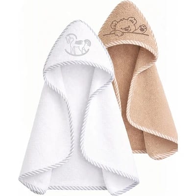 Soft Touch newborn hooded baby towel two-pack