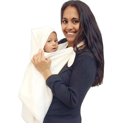 Cuddledry apron-style hooded baby bath towel